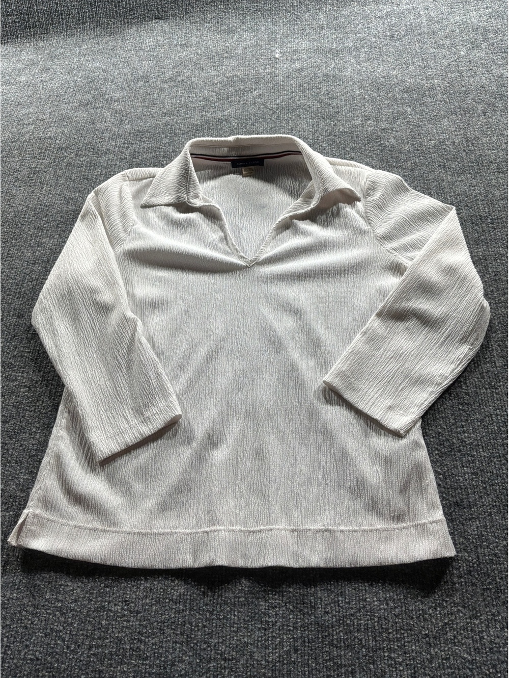 Tommy Hilfiger Women's Textured Cream Pullover Top Size S